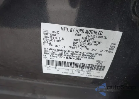 2020 Ford Explorer Xlt from USA, damaged, VIN 1FMSK8DH4LGC40970